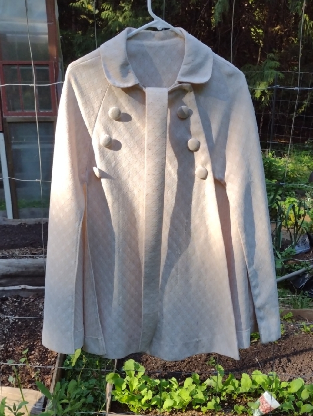 1950s Classic Double-Breasted Cream Women's Cape